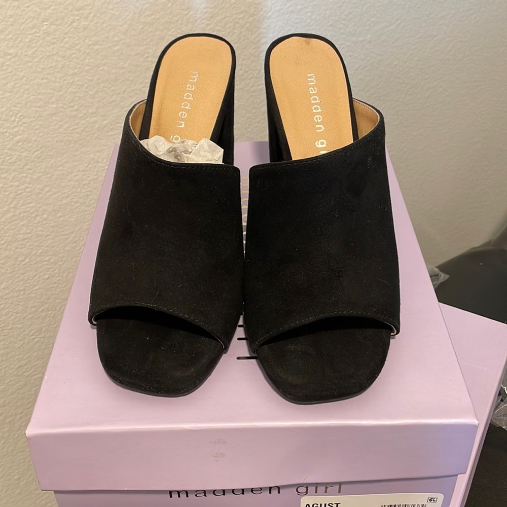 Madden Girl suede Mule heels